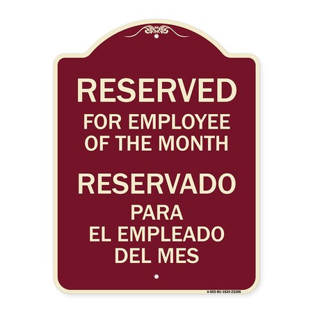 Signmission Reserved for Employee of Month Reservado Para El Empleado Del Mes Alum, 24" x 18", BU-1824-23206 A-DES-BU-1824-23206